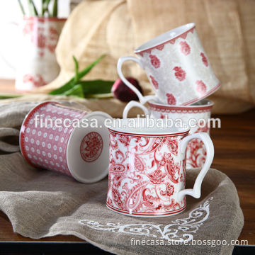 12OZ Elegant Style New Bone China Pink Ceramic Coffee Mug